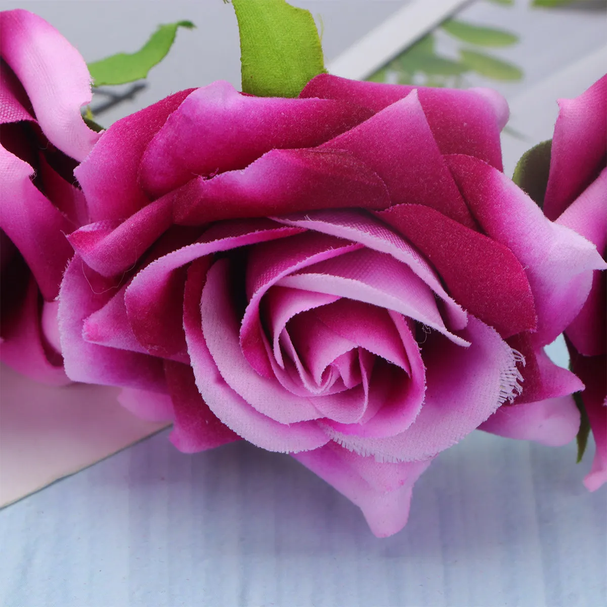 1Pcs Dark Pink Simulation Rose Hair Band 3D Creative Headwrap for Women Wedding Photography Party Hair Hoop Rose Headband