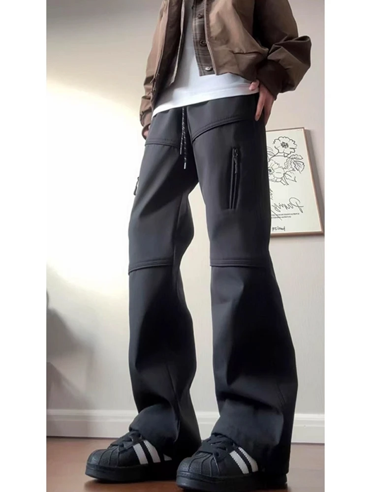 الرجال في الهواء الطلق السراويل Fce اصطف لينة ell يندبروف للماء الخريف الشتاء ملابس العمل بنطلون مستقيم الساق سستة #4