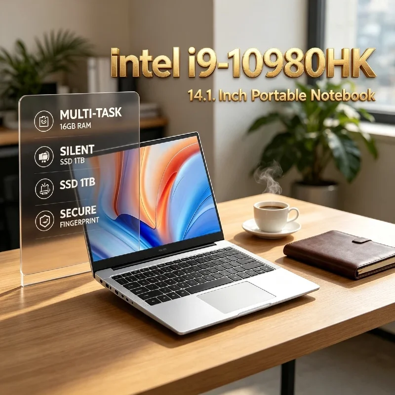 Intel Core i9 10980HK 14.1 Inch Laptop 8C 16T 2.4GHz 5.3GHz Turbo 16MB L3 45W 32GB RAM 2TB M.2 SSD Gaming Office Ultra