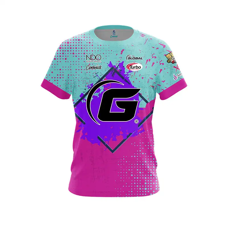 New Men 900 Global G Green Dot Gradient Bowling Jersey Short Sleeve Performance Sports Tee Pro Bowler Fan Casual Streetwear Top