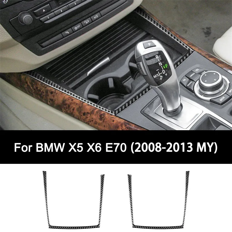 

For BMW X5 X6 E70 (2010-2015), Premium Carbon Fiber Car Water Cup Holder Frame Interior Sticker Personalized Auto Accessories