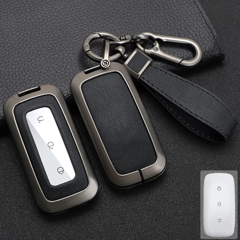 

Zinc Alloy+ Leather Car Key Case Cover For 2023 Geely Galaxy L7 MAX Starship New L6 Smart Remote Key Protection Shell Holder Bag