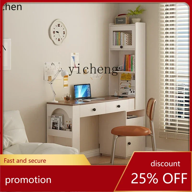 HXL minimalist retractable desk with drawers one meter solid wood long table living room stretch with socket desk computer desk