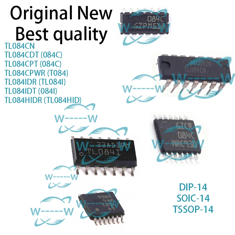 (10-50PCS) TL084CN TL084CDT 084C TL084CPT 084C TL084CPWR T084 TL084IDR TL084I TL084IDT 084I TL084HIDR TL084HID IC CHIP