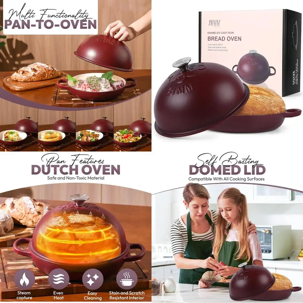 

Enamel-Coated Cast Iron Dutch Oven with Lid for Sourdough Baking - Versatile Non-Stick Bread Oven with Matte Finish, Elegant Pat