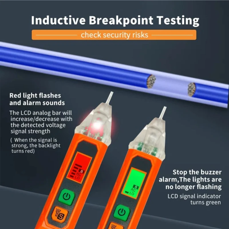 Vici AC-4 Non-Contact Voltage Tester Pen, CAT III 1000V, Adjustable Sensitivity, LCD Display & LED Light