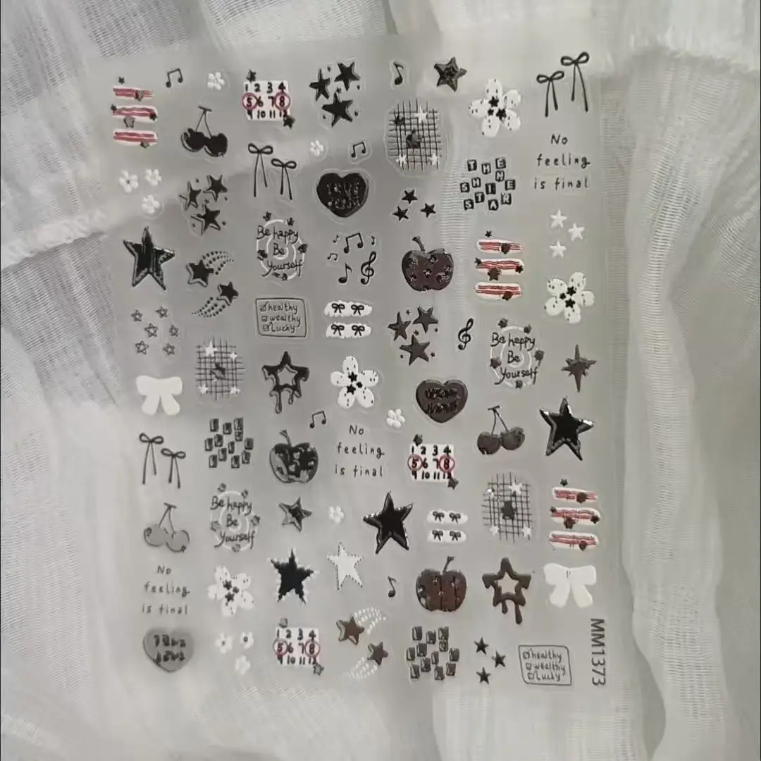 New Personalized American Sweet Cool Apple Star Hot Silver Manicure Stickers Diy Nail Decoration Stickers Retro Simple Stickers view 6
