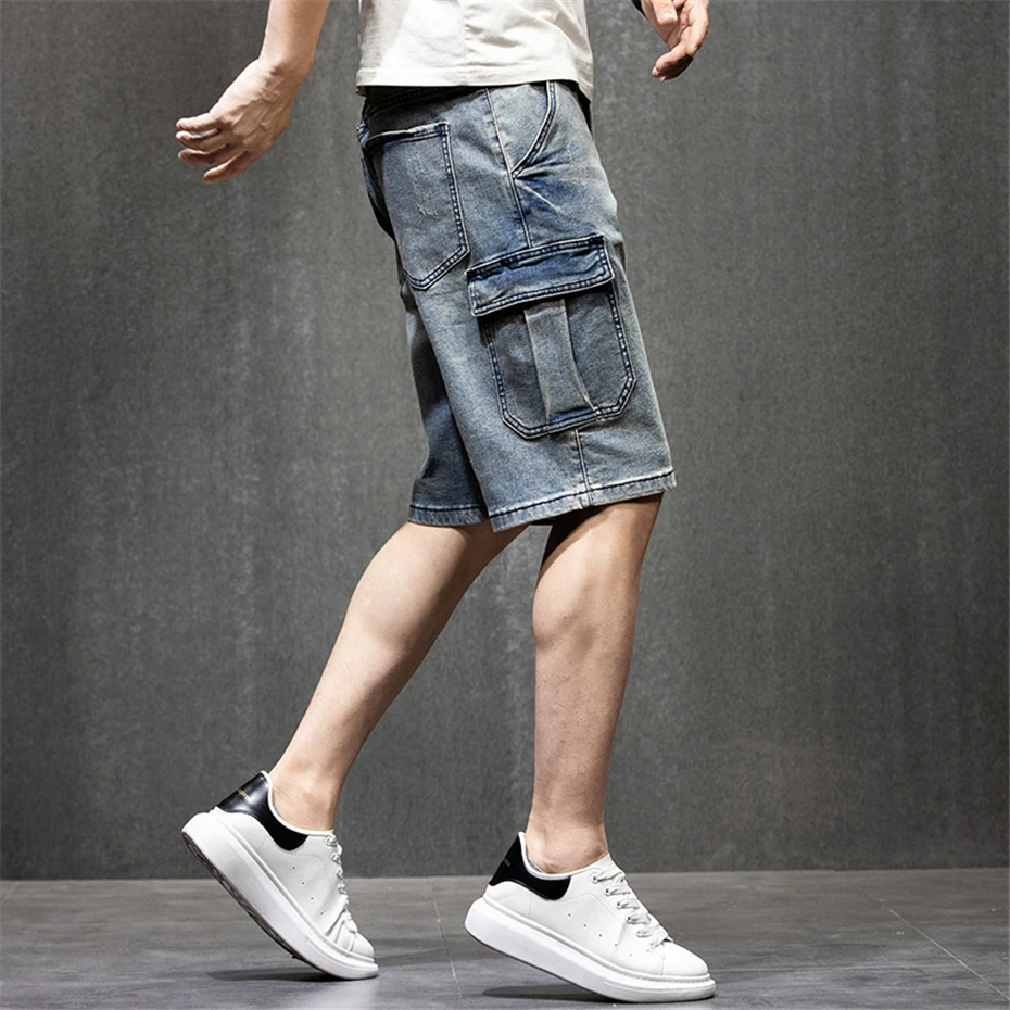 Plus Szie 44 Denim Shorts Men Summer Jeans Shorts Baggy Cargo Shorts Fashion Streetwear Short Pants Male Big Size