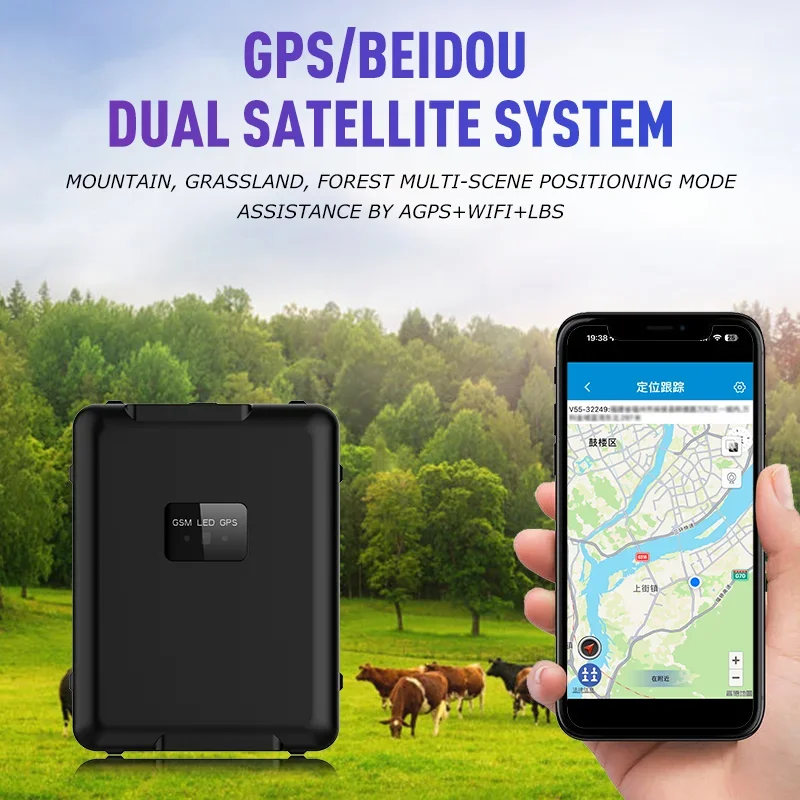 4G GPS Tracker 4G LTE/3G WCDMA/2G GSM Networks WIFI 20000mAh Battery SOS Alarm Sheep Cow Cattle Horse Tracker RF-V55 Tracker