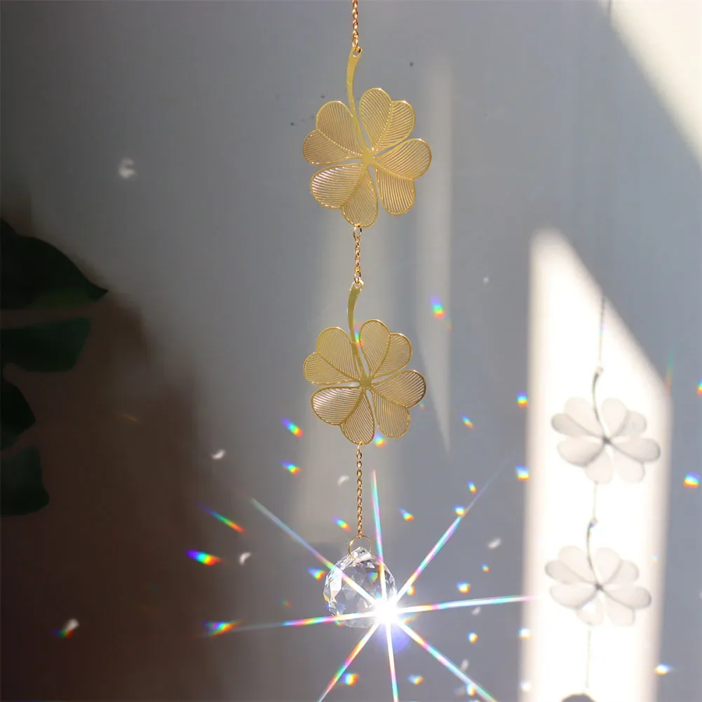 Crystal Wind Chime Sun Catcher Diamond Prisms Pendant Lotus Ginkgo Maple Leaf Dream Catchers Rainbow Chaser Hanging Drop Decor