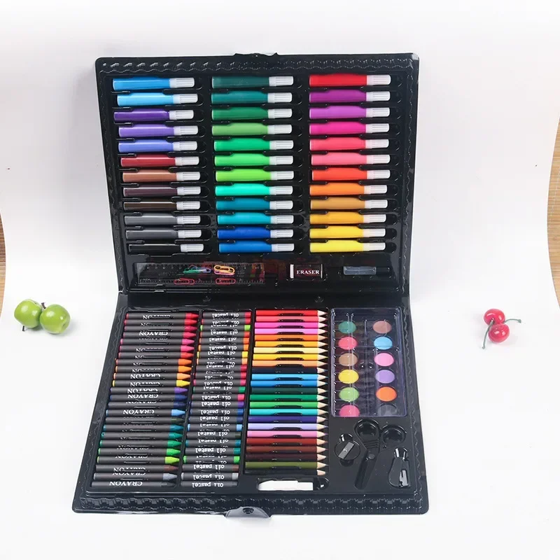 150 stücke Pinsel Set kinder Malerei Schreibwaren Kunst Ölgemälde Stick Werkzeug Aquarell Kreide Bleistift Graffiti Geschenk Box