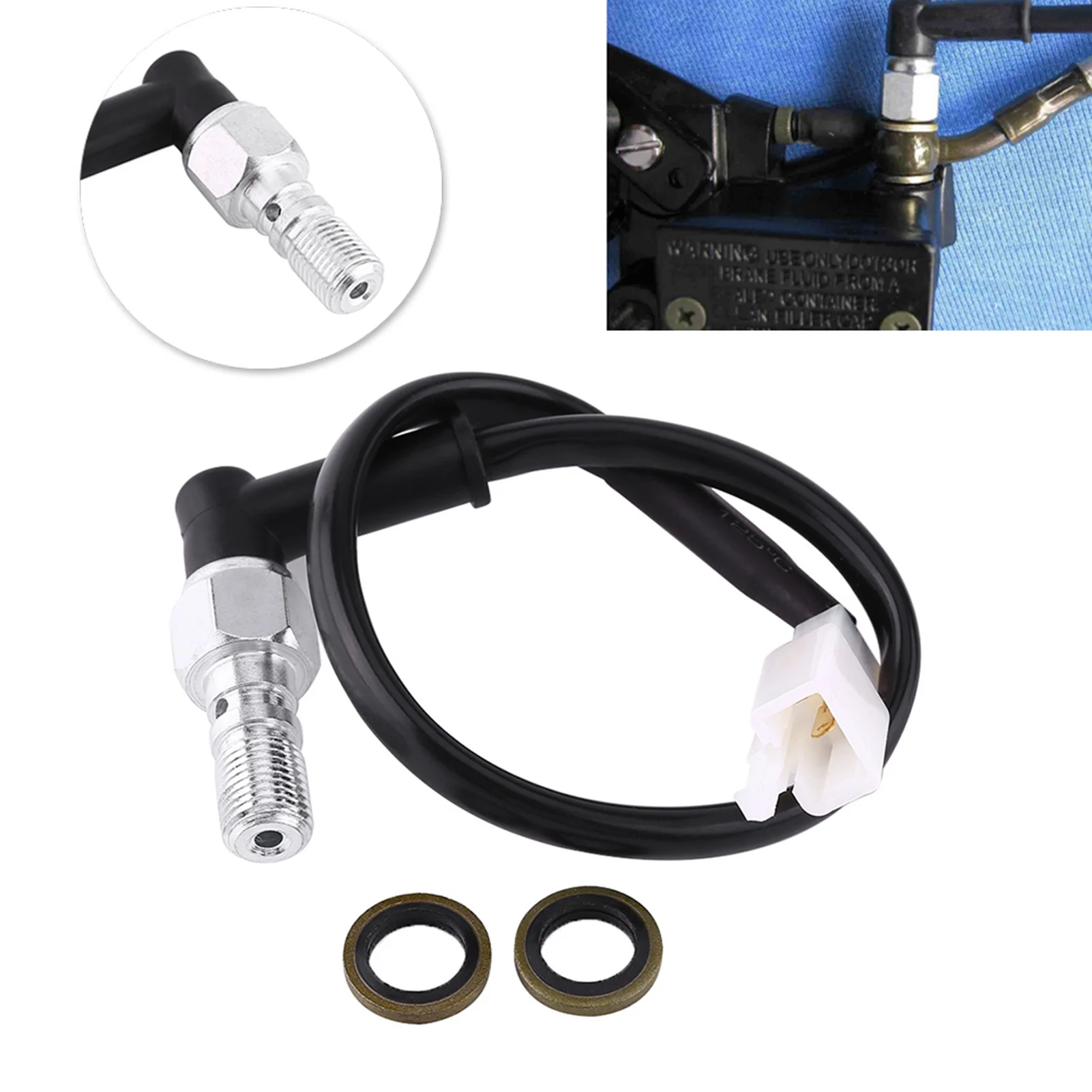 Universal Motorcycle Hydraulic Brake Pressure Rear Light Switch Hollow Bolt image 2