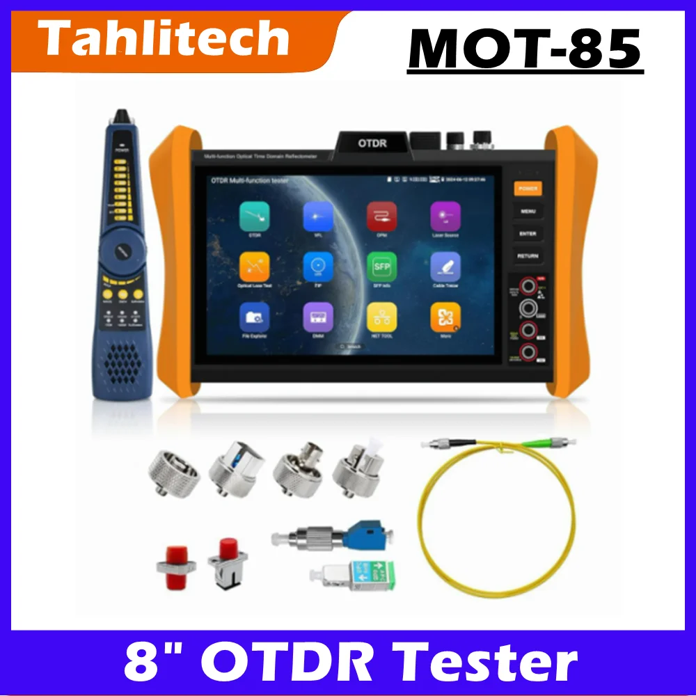 Optical Fiber Tester 8 Inches OTDR Tester Built-in VFL OPM LS Event Map OLT SFP Test RJ45 Cable Tester Digital Multimeter Networ
