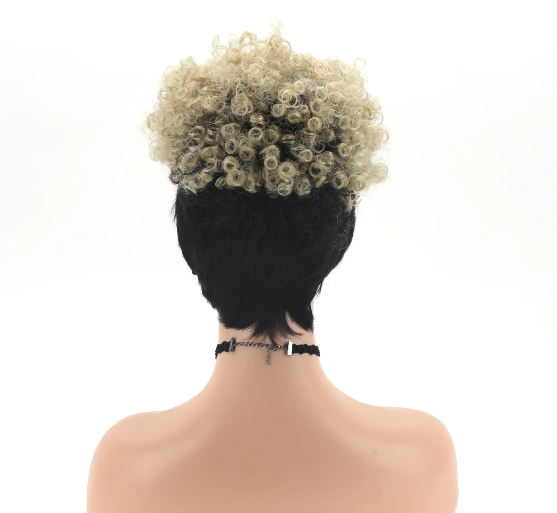 Peluca rizada corta para mujeres negras, pelo sintético Afro Natural como Real, de color rubio a negro, para fiesta de Cosplay