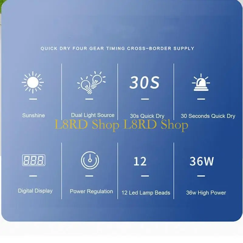 L8rd 36w luz UV para secador unhas Lâmpada cura automático Lâmpada unha UV USB
