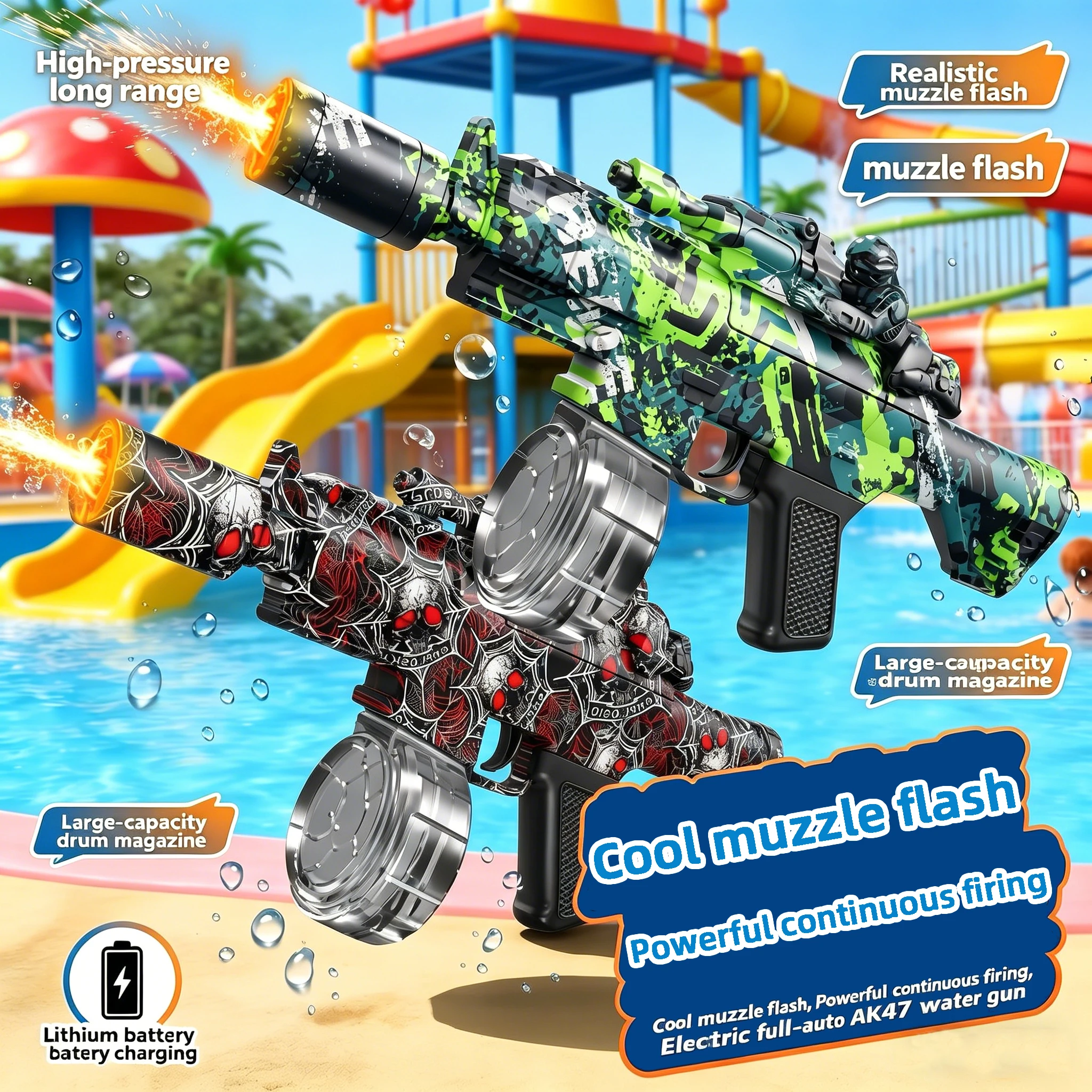 

M416 Led Simulation Fire Electric Water Guns for Children Large Capacity Automatic Continuous Water Gun Kids Summer Outdoor Toys