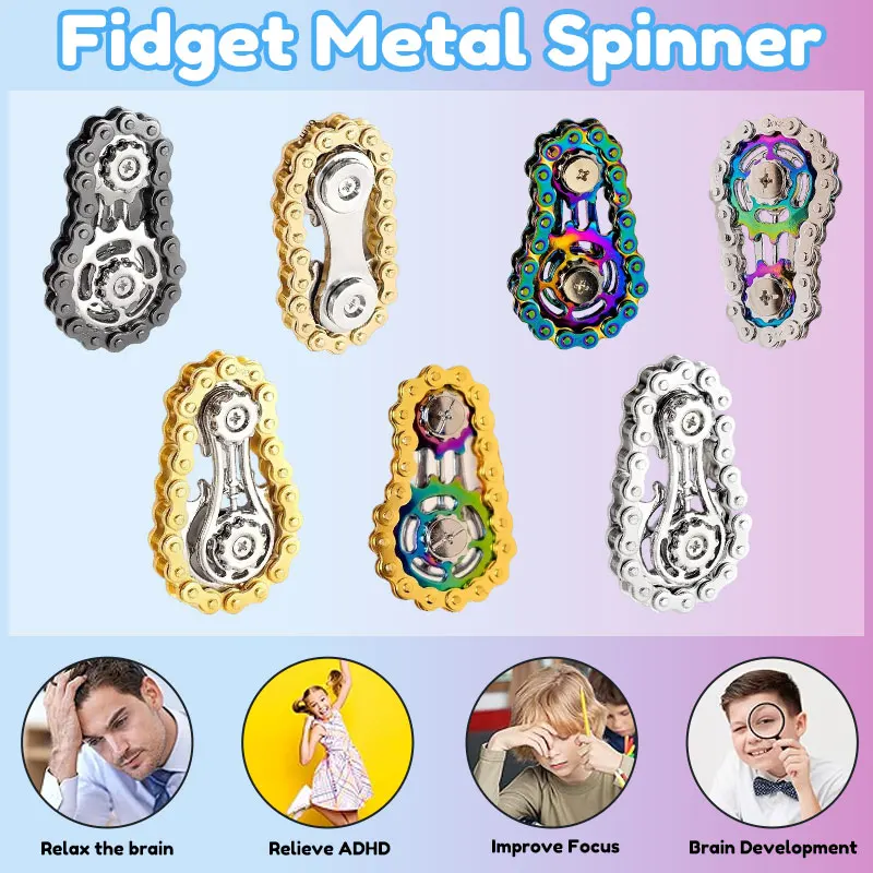 Fidget Metal Spinner Gear Gyro Legierung Metall Fidget Spinner Hochgeschwindigkeits-Handspinner Fidget-Spielzeug Stress- und Angstlinderung für Erwachsene und Kinder