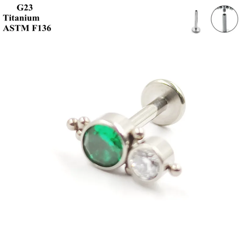 G23 Titanium Manufacturer Sells Ear Stud Inlaid With Exquisite Zircon Thread Perforated Ear Bone Nail Piercing Jewelry Earrings