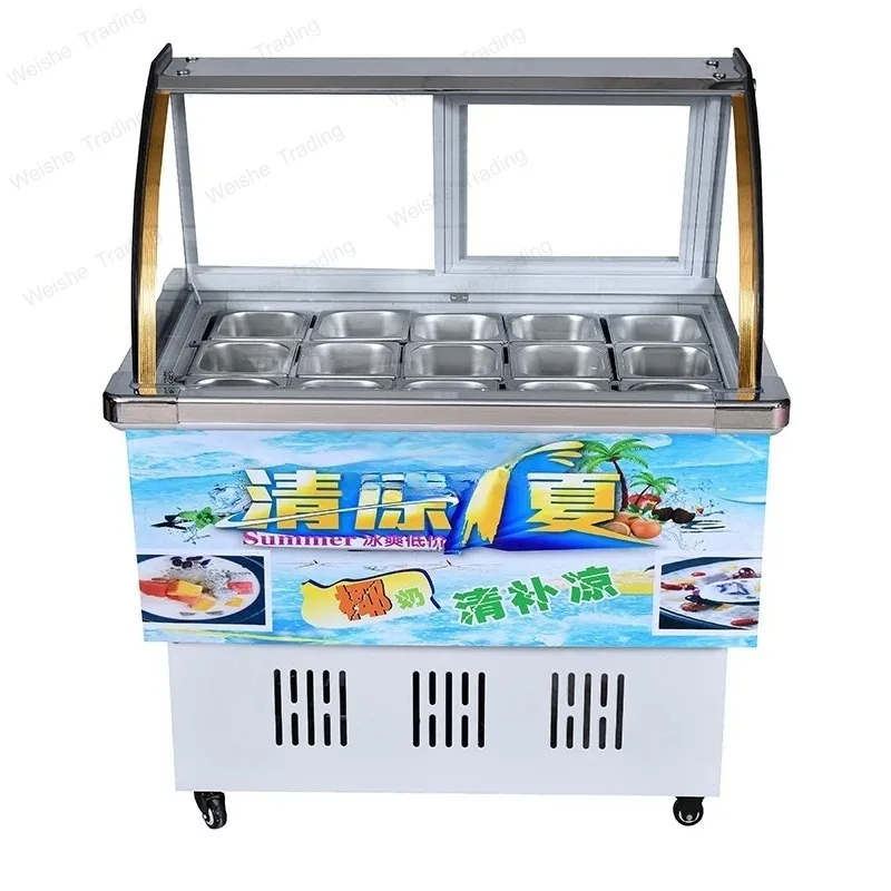 

commercial ice porridge display cabinet four fruit soup refreshing refrigerator freezer fruit fishing