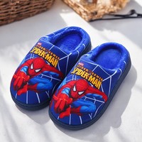 Children Cartoon Spider Print Cotton Slipper Soft Autumn Winter Warm Baby Boys Girl Indoor Home Bedroom Cotton Shoes Size 24-31
