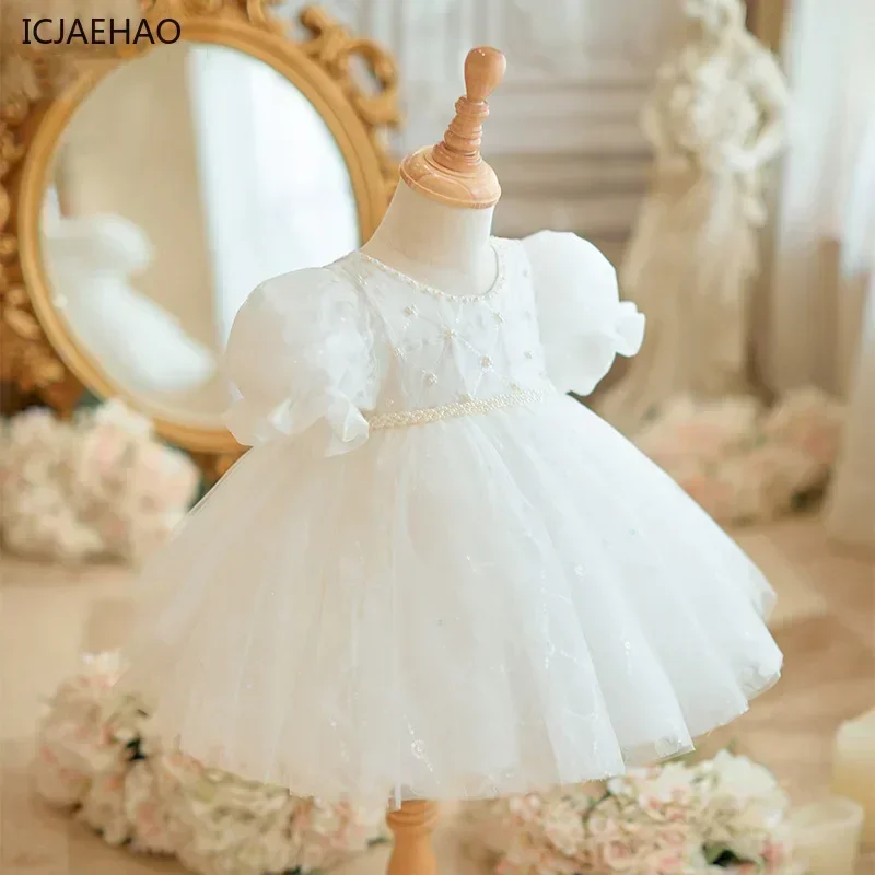 

2025 New Borns Baby Dress Grab Week Birthday Party Children High-End Flower Girl Princess Kids Clothes for Eids Costumes Clothes