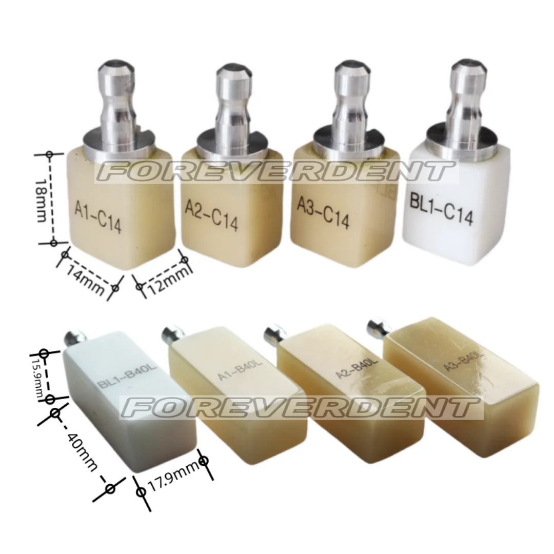 PMMA B40L/C14 Dental Non Firing Blocks Sirona Cerec CAD CAM Bleached Blocks A1 A2 A3 BL1 Bridge