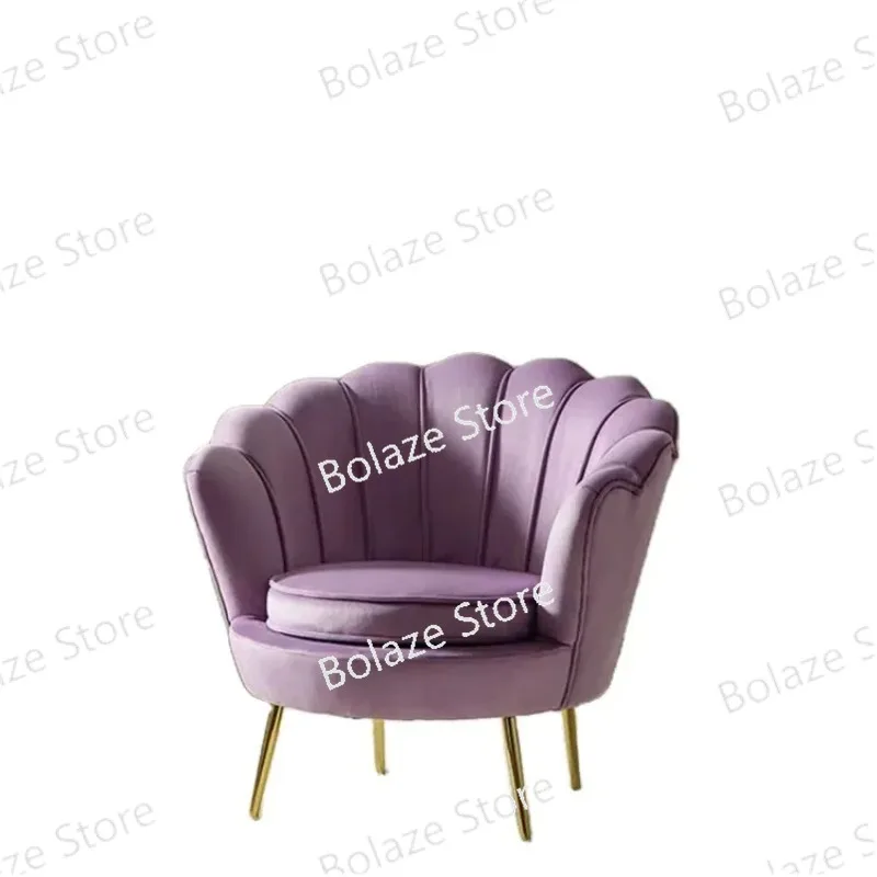 

Hot Sale Upholstered Modern Nordic Fabric Velvet Chair Pink ArmChair Golden Metal Legs Single Sofa Accent Chair for Living Room