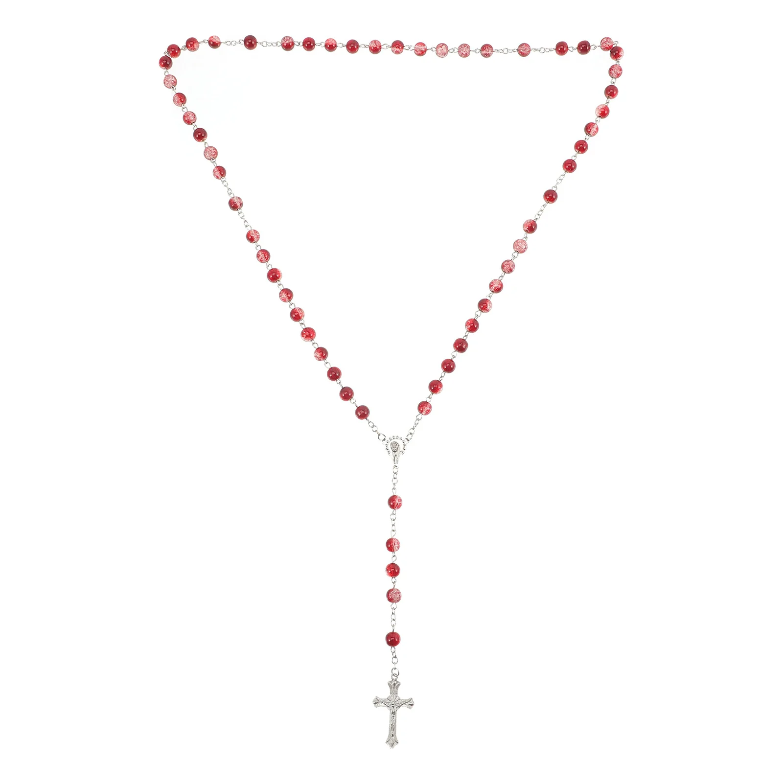 

1pcs Rosary Necklace Baby Shower Gifts Cross Charm Necklaces Baptism Favors For Girls Boys Wedding Decoration