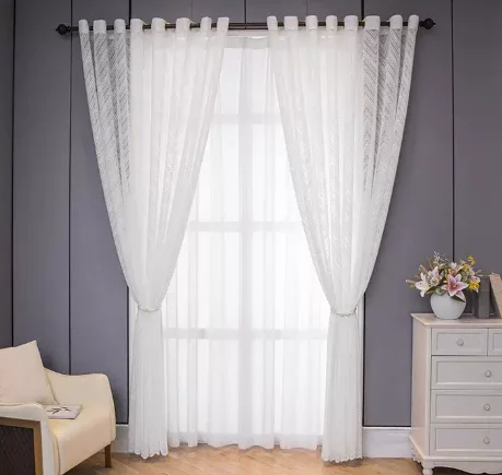 Modern Minimalist Style Nordic Hollow W Pattern White Lace Curtains Living Room Bedroom Balcony Blackout Curtains