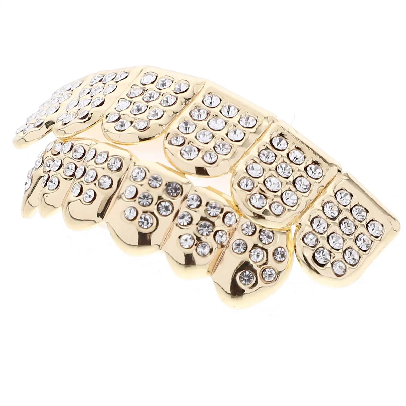 

1Set Gold Metal Teeth Grill Hip Hop Braces Decorative Rapper Jewelry for Performance Party Cosplay Teeth Braces