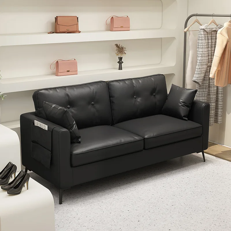 

Sofa small apartment rental house simple clothing store apartment bar e****mical black double triple sofa home