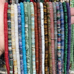 2X6mm Natural Flat Disc Round Stone Tiger Eye Amazonite labradorite Rondelle Beads for Jewelry Making DIY Charm Bracelet Earring