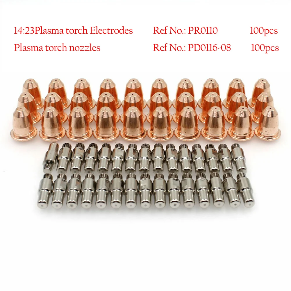 

200 шт. S25 S45 электроды для резака Plamsa PR0110 + наконечники сопла PD0116-08 Насадки для электродов плазменной резки Комплект расходных материалов для сопла