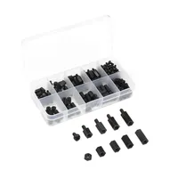180Pcs Black M3 Nylon Hex Spacers Male/Female Screws Nuts Stand-off Kit With Plastic Box For Electronics PC Board