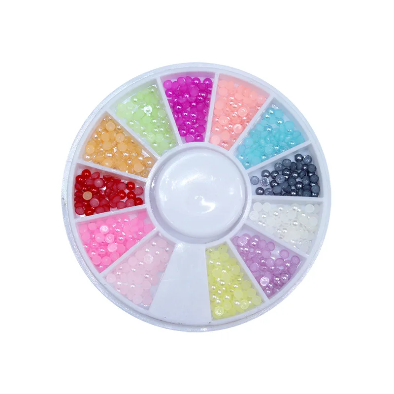 12 Colors of Pearl Nail Decoration Nail Art Tool Mixed Colour Nail Rhinestones