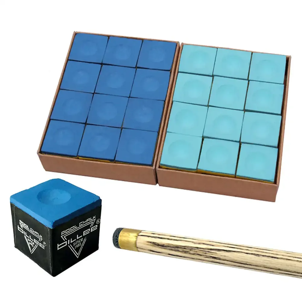 12PCS/Box Square Billiard Chalks Pool Cue Stick Chalk Rubbing Powder Snooker Table Billiards Supplies Antiskid Device