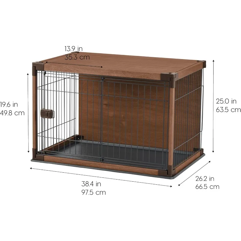 Wooden Enclosed Pet Crate for Small Medium Dog, 38.38