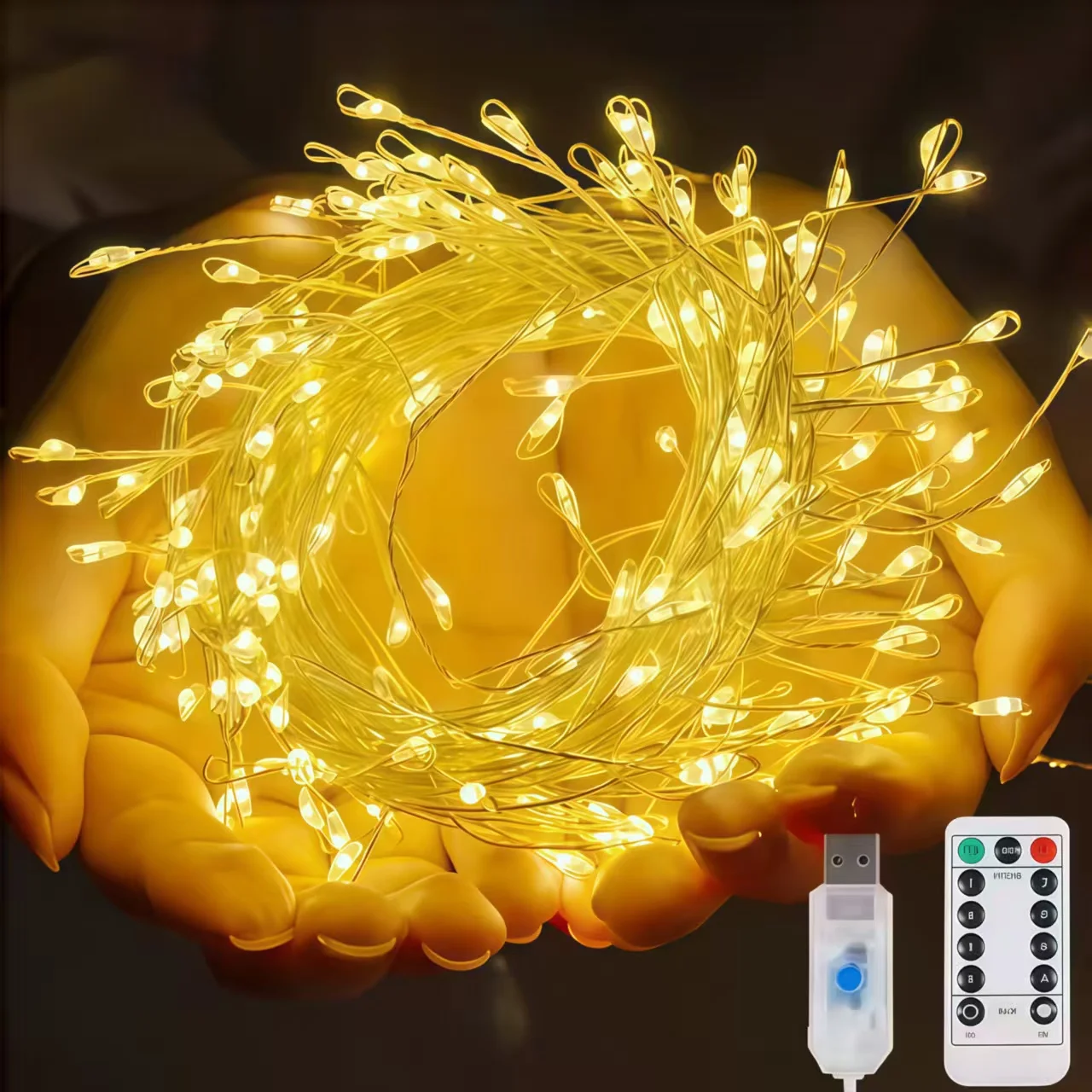 

Светодиодные фонари из медной проволоки, USB-пульт дистанционного управления, фейерверк, гирлянда, сказочная гирлянда, лампа для рождественского окна, свадьбы, вечеринки, садового декора