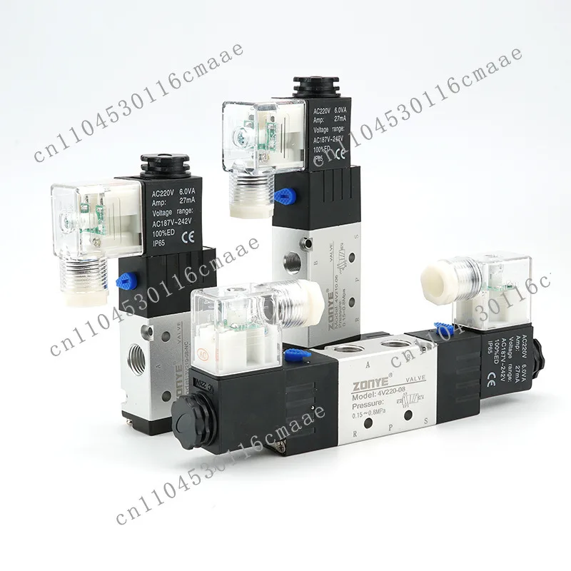 Pneumatic Solenoid Valve 4V210-08 Two-position Five-way DC24V/AC220V Reversing Electronic Valve 310/410 Silver