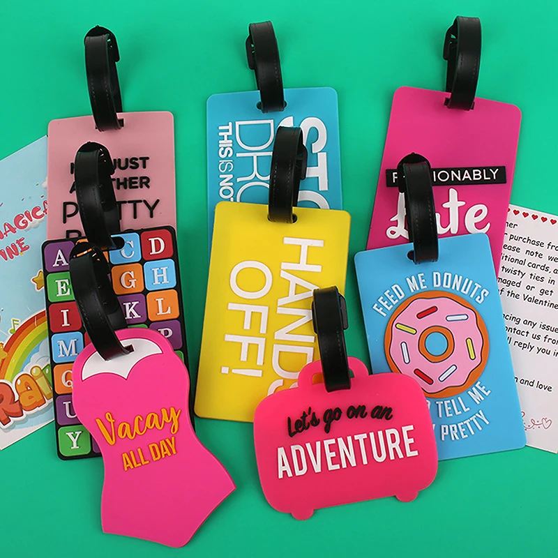 1PCS Cute Luggage Tags Suitcase Cartoon Style Silicon Portable Travel Label Travel Accessories