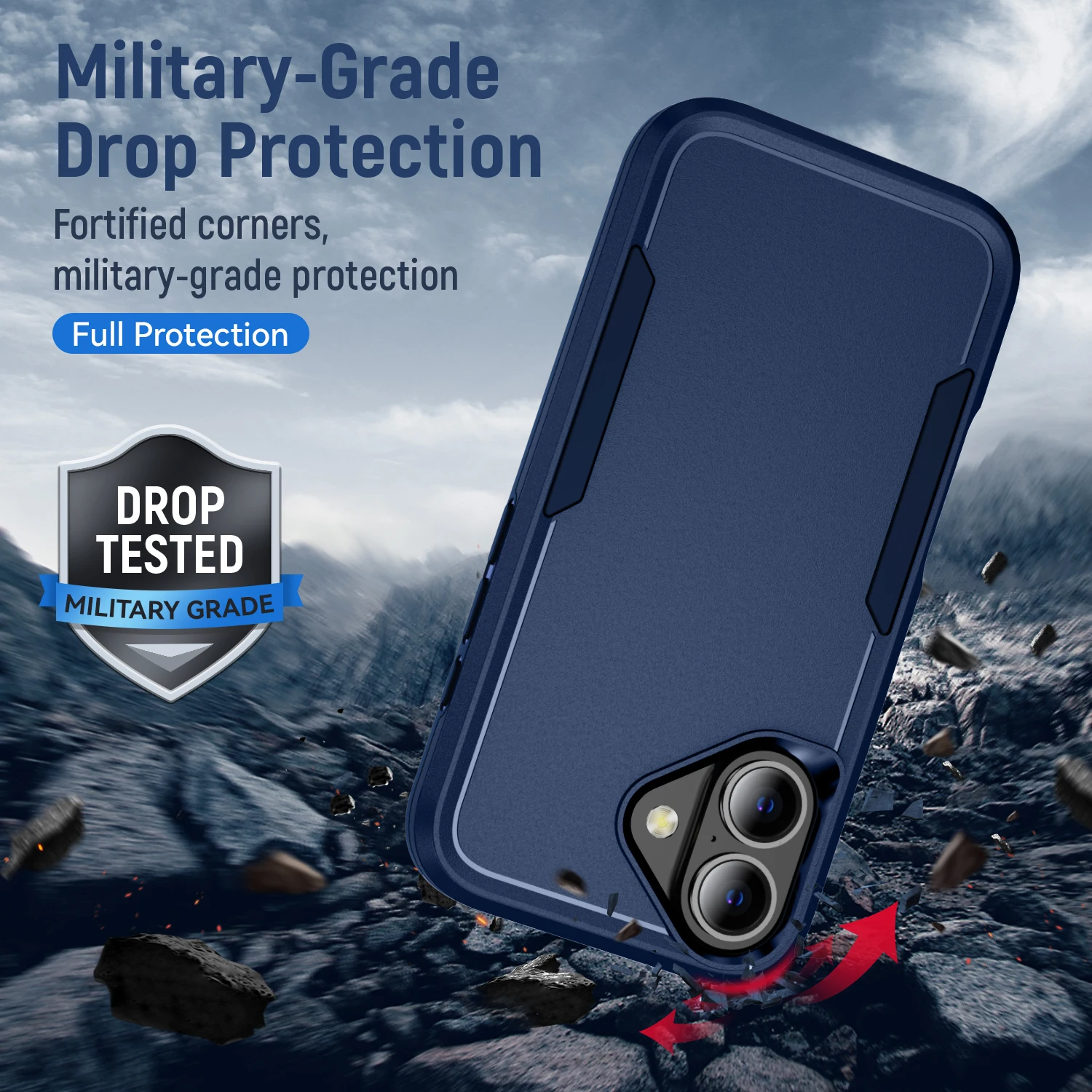 Casing Pelindung Militer Tahan Guncangan untuk Iphone 17 Pro Max 17 Air 16 16e 15 14 Plus 12 13 Iphone17 Iphone16