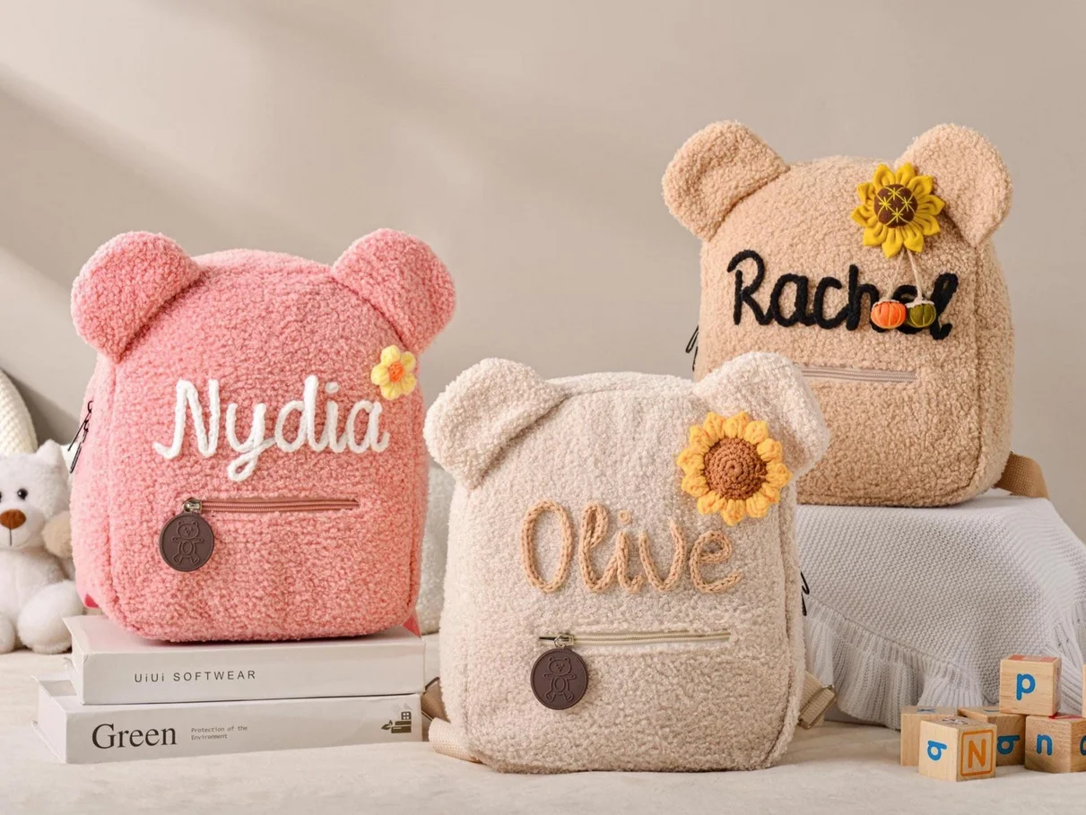 Custom Teddy bear Backpack for Kids,Personalized Fluffy Teddy Bear Backpack,First Day of School Gifts,Toddler Backpack,Kids Gift