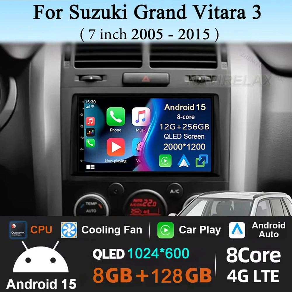 

Автомобильный радиоприемник Android 15, мультимедийный плеер для Suzuki Grand Vitara 3 2005-2015, GPS, авто Carplay, сенсорный экран, видеонавигация, стерео