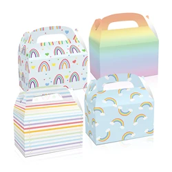 DD080 4Pcs Kids Sweet Rainbow Baby Shower Party Cake Candy Portable Packing Gift Boxes Gifts Bag Pack Birthday Party Decorations