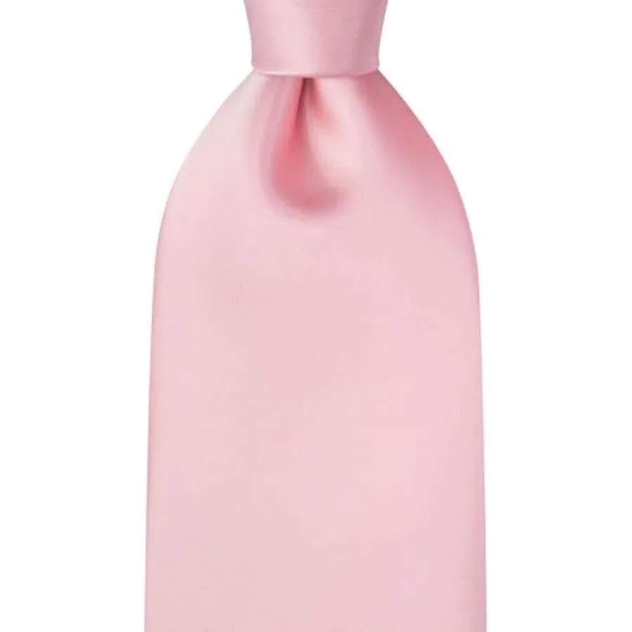 Satin Tie Set Solid Ties Mens Necktie + Pocket Square, Pink view 5