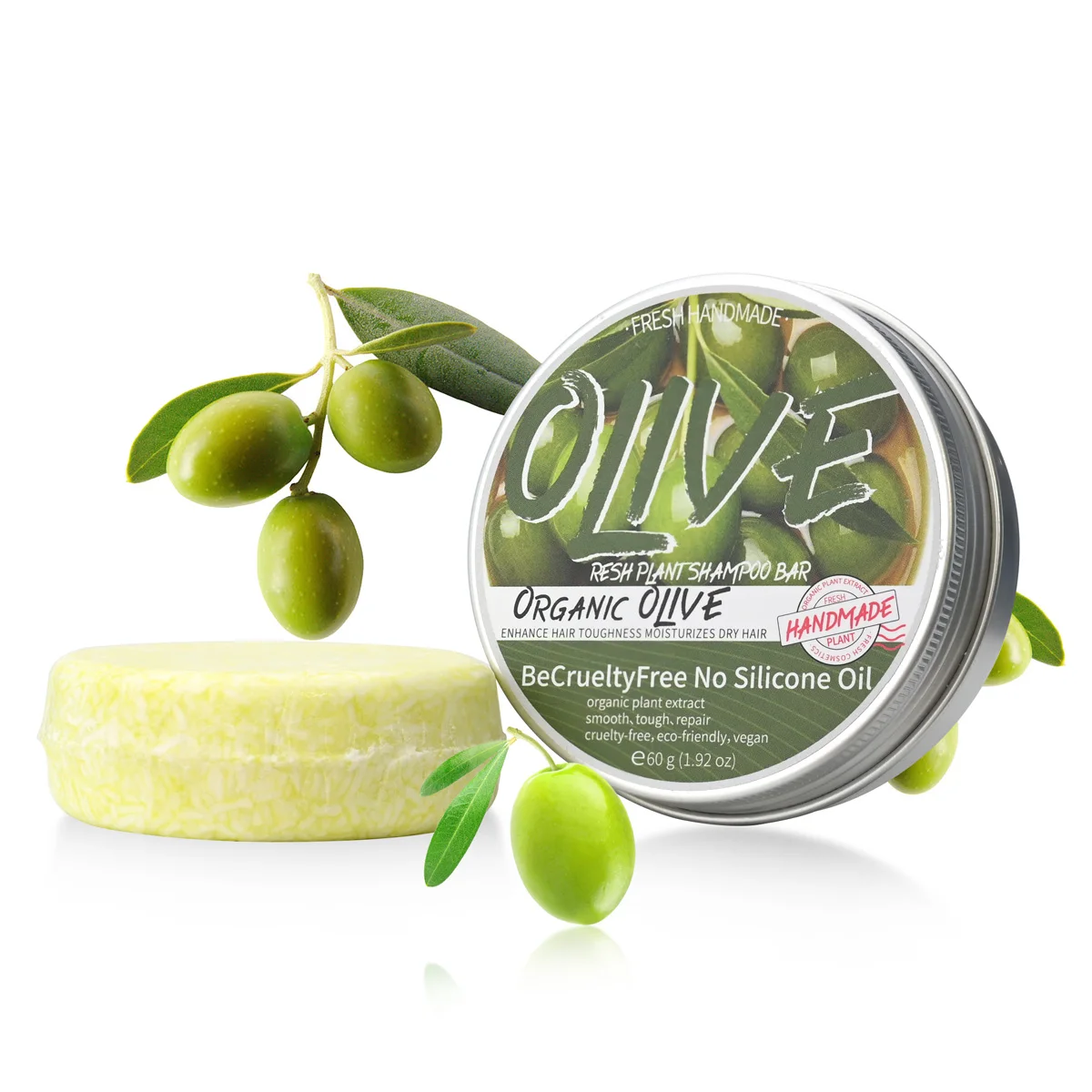 

60g Olive Essence Oil Hair Care Cleaning Solid Pure Element Shampoo Soap For Men And Women Fluffy Shampoo Soap