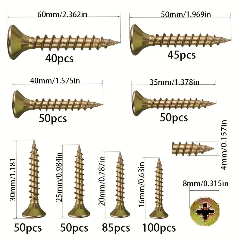 M4 meter flat head self tapping screw combination kit, reinforced self tapping wood screws, metal self tapping screws.