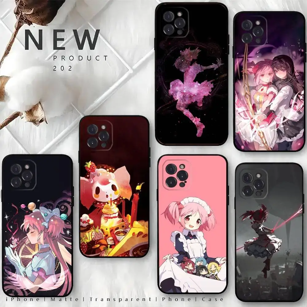 

M-Madoka M-Magica Magi Phone Case For iPhone 16,15,14,13,12 Mini 11 Pro XR,X,XS,MAX 7,8 Plus Silicone Cover Soft Black