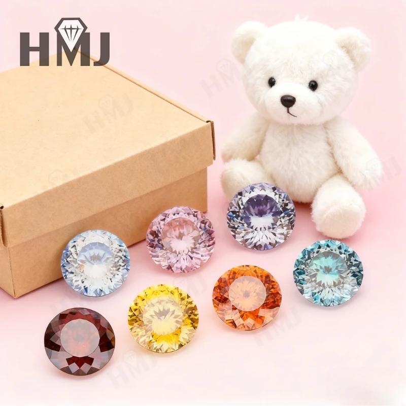 

Moissanite Stone Multicolor Round 100 Faced Cut DIY Ring Necklace Earrings Gifts for Woman ​Factory Outlet Pass Diamond Tester