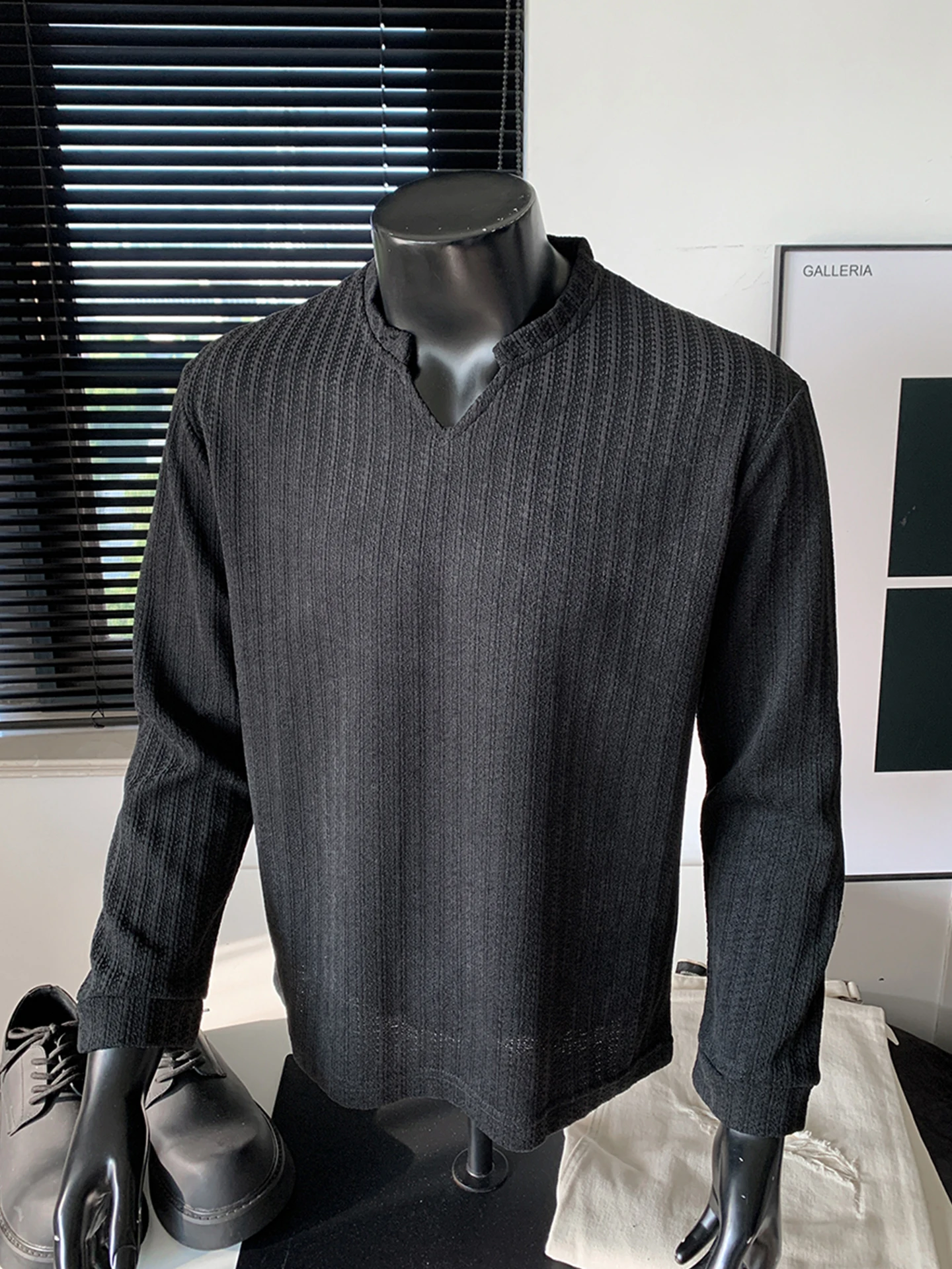 

Loose Comfortable Men's Long Sve V-Ne T-irt Casual Sle Polyester Fiber Soft Windproof Ciwalk Campus Daily Faion ...